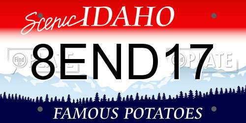8END17 Idaho License Plate