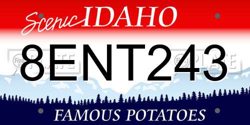 8ENT243 Idaho License Plate