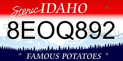 8EOQ892 Idaho License Plate