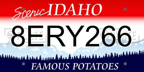 8ERY266 Idaho License Plate