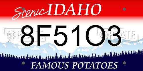 8F51O3 Idaho License Plate