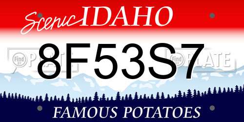 8F53S7 Idaho License Plate