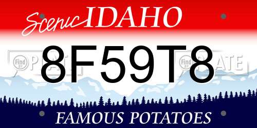 8F59T8 Idaho License Plate