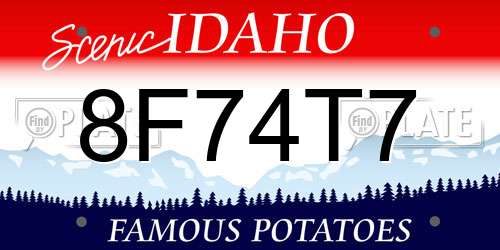8F74T7 Idaho License Plate