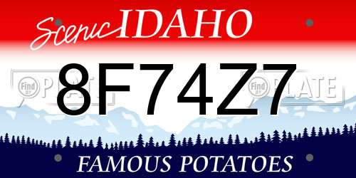 8F74Z7 Idaho License Plate
