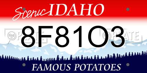 8F81O3 Idaho License Plate