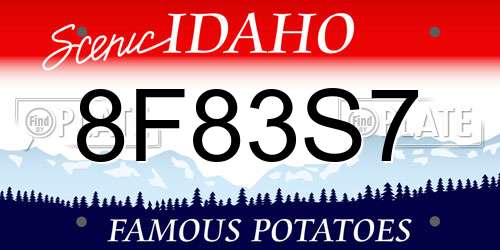 8F83S7 Idaho License Plate