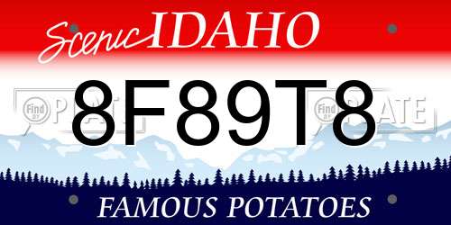 8F89T8 Idaho License Plate
