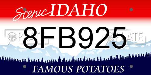 8FB925 Idaho License Plate