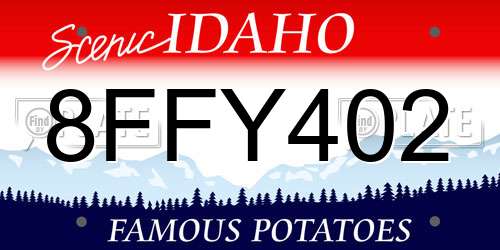 8FFY402 Idaho License Plate