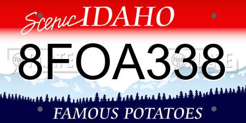 8FOA338 Idaho License Plate
