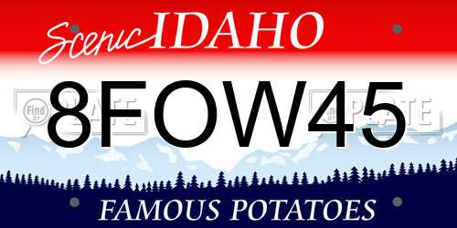 8FOW45 Idaho License Plate