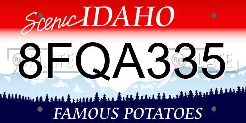 8FQA335 Idaho License Plate