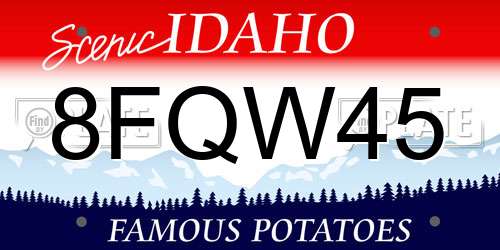 8FQW45 Idaho License Plate