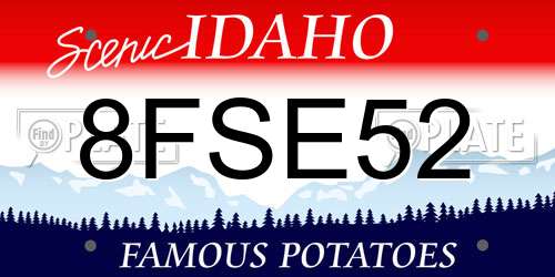 8FSE52 Idaho License Plate