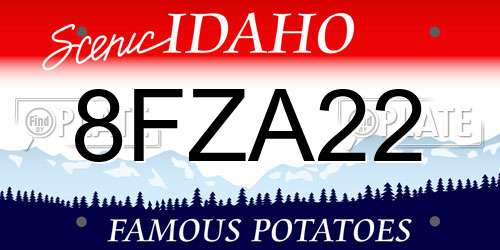 8FZA22 Idaho License Plate