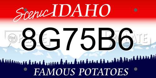 8G75B6 Idaho License Plate