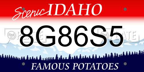 8G86S5 Idaho License Plate