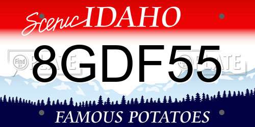 8GDF55 Idaho License Plate
