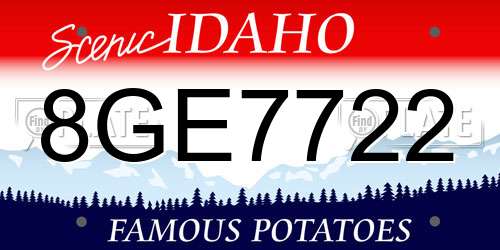 8GE7722 Idaho License Plate