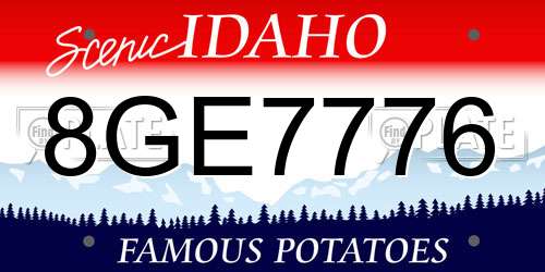 8GE7776 Idaho License Plate