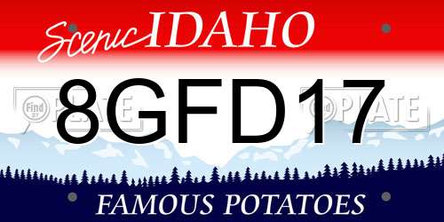 8GFD17 Idaho License Plate