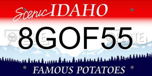 8GOF55 Idaho License Plate
