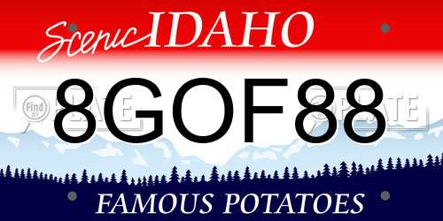 8GOF88 Idaho License Plate