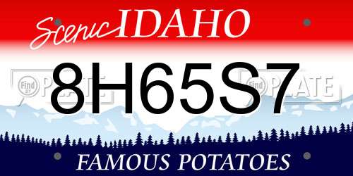 8H65S7 Idaho License Plate