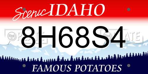8H68S4 Idaho License Plate