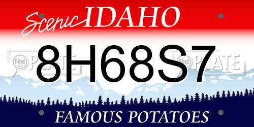 8H68S7 Idaho License Plate