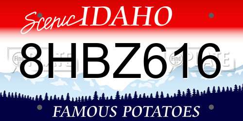 8HBZ616 Idaho License Plate