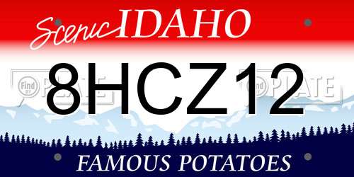 8HCZ12 Idaho License Plate