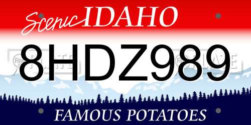 8HDZ989 Idaho License Plate