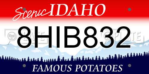 8HIB832 Idaho License Plate