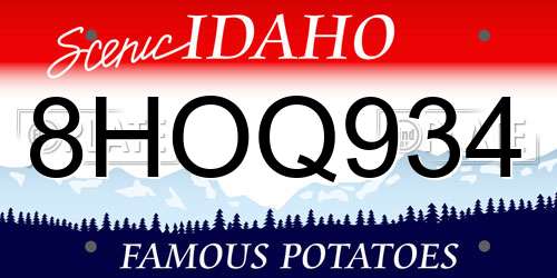 8HOQ934 Idaho License Plate