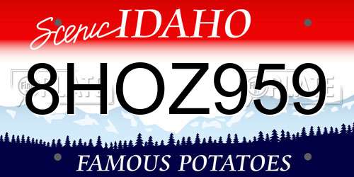 8HOZ959 Idaho License Plate