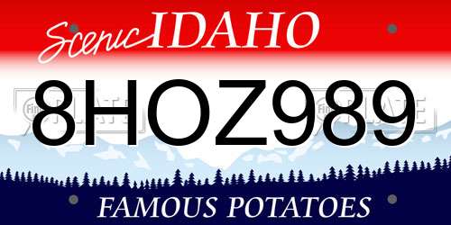 8HOZ989 Idaho License Plate