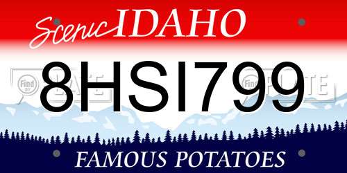 8HSI799 Idaho License Plate