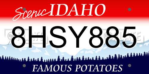 8HSY885 Idaho License Plate