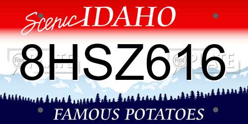8HSZ616 Idaho License Plate