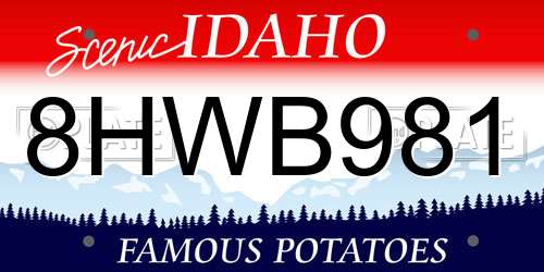 8HWB981 Idaho License Plate
