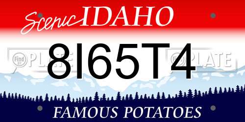 8I65T4 Idaho License Plate