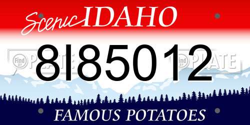 8I85012 Idaho License Plate