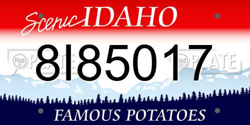 8I85017 Idaho License Plate