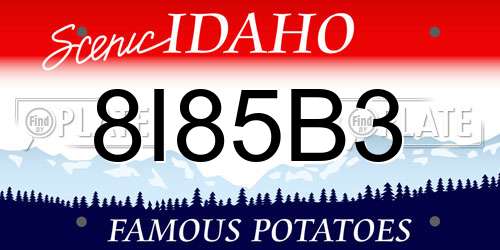 8I85B3 Idaho License Plate
