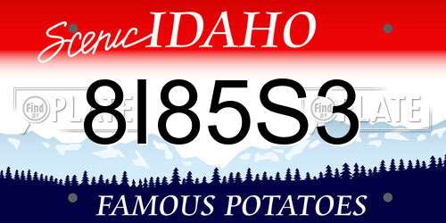 8I85S3 Idaho License Plate