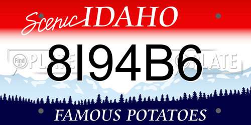 8I94B6 Idaho License Plate