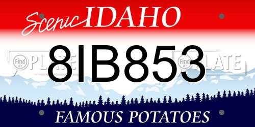 8IB853 Idaho License Plate