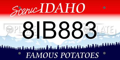8IB883 Idaho License Plate